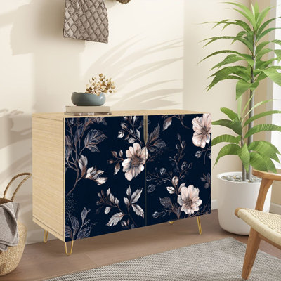 Buffet Buffet avec rangement Dreamy Luxury Floral Cosmos Ornemental avec 2 portes pour le salon et la cuisine