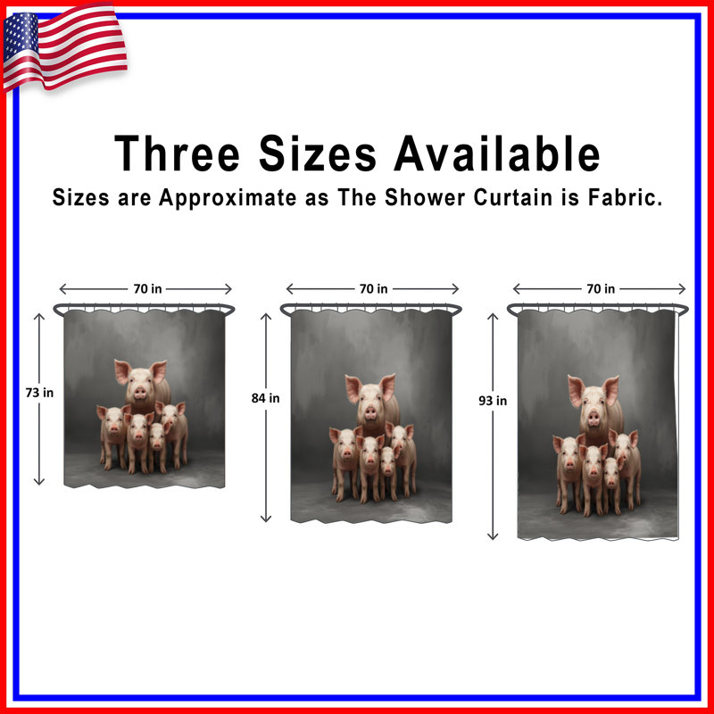 Rideaux de douche très longs Pig Family, 70in W x 72in H