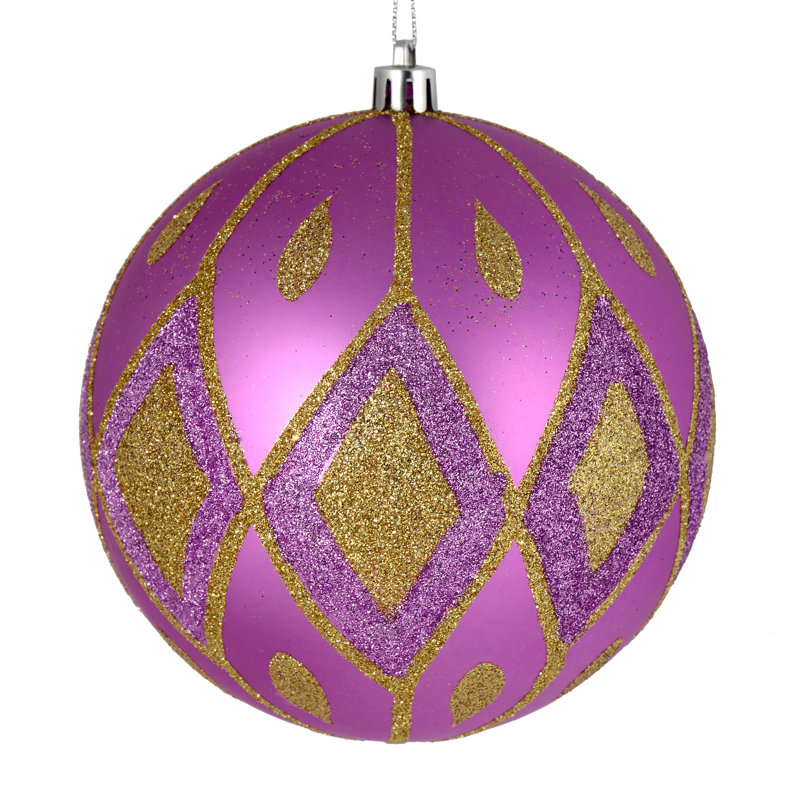 Ornement boule de diamant pailleté mat, Orchidée