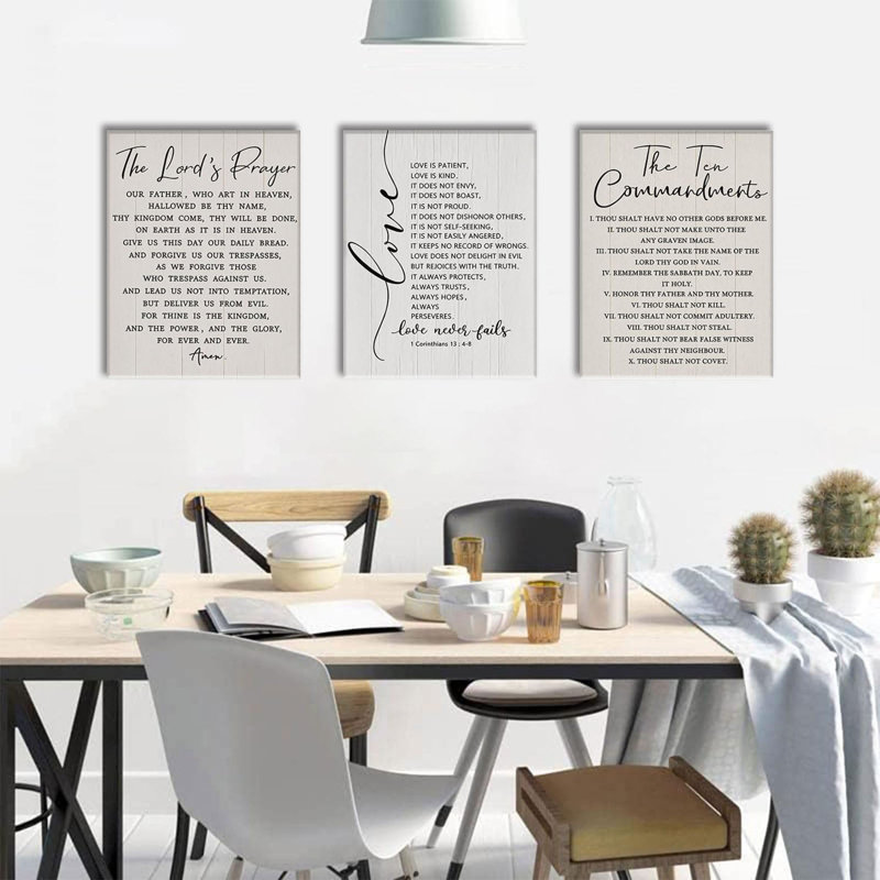 3 Piece The Ten Commandments Canvas Wall Art Scripture Christian Wall Art Bible Verse Pictures Wall Decor Jesus Religious Art Prints for Living Room Church Office