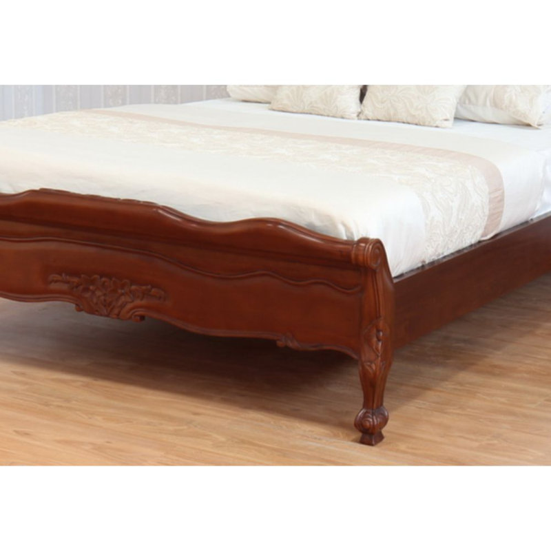 Mitton Solid Wood Bed, Brown, Double (4'6)