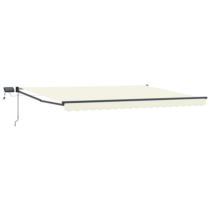VidaXL Polyester Cover Retractable Patio Awning, 165cm H x 500cm W x 300cm D, Cream/Black
