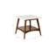 Table de bout avec base en pacane et plateau blanc, tablette de rangement, assemblage requis, base à finition haute de 22 po, plateau et 24 po x 24 po-2075675247