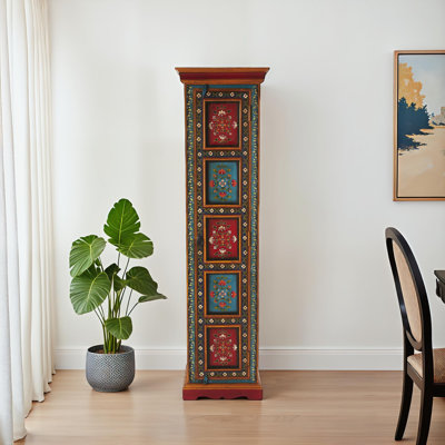 Areyana Hand Painted 5-Shelf Solid and Manufactured Wood China Cabinet