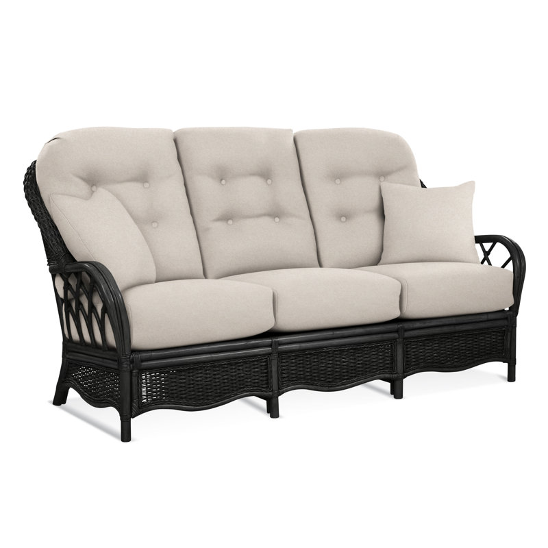 Everglade Upholstered 76'' Sofa, Black, Elite Dove Linen