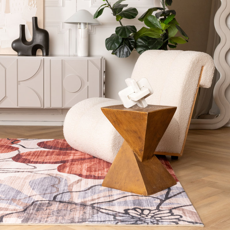Rug Branch Sakura 8' x 11' (7'7" x 10'10") Red/Beige Floral Indoor Area Rug, Modern, Medium Pile, Stain-Resistant Carpet - Living Room, Bedroom, Dining Room, and Kitchen