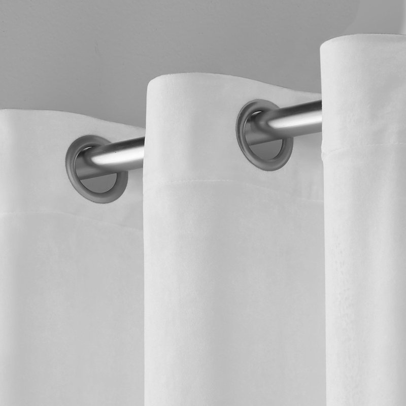 Cambra Velvet Semi-Sheer Grommet Curtain Panels, Winter White, 54"L x 63"W