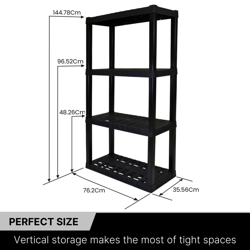 Oskar Heavy Duty 4-Tier Storage Shelf, Black