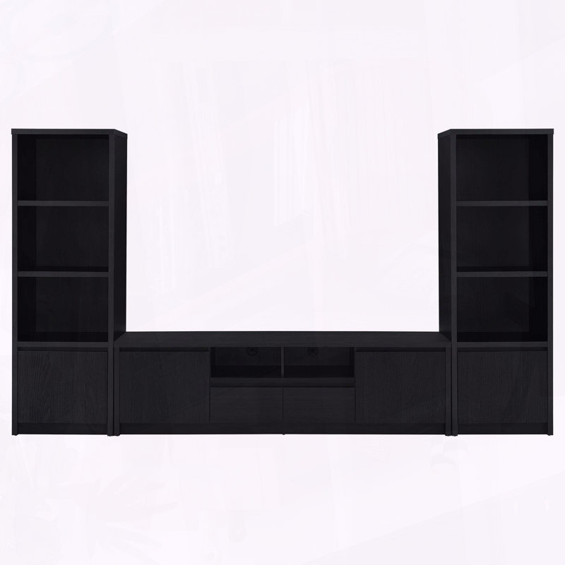 Meuble audio-vidéo noir à 3 tablettes