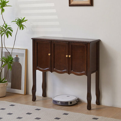 Console rectangulaire en bois massif noyer foncé
