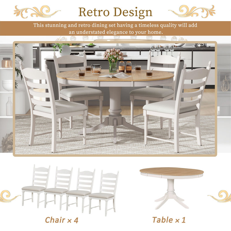 Ensemble de table de salle à manger extensible 5 pièces Trexm