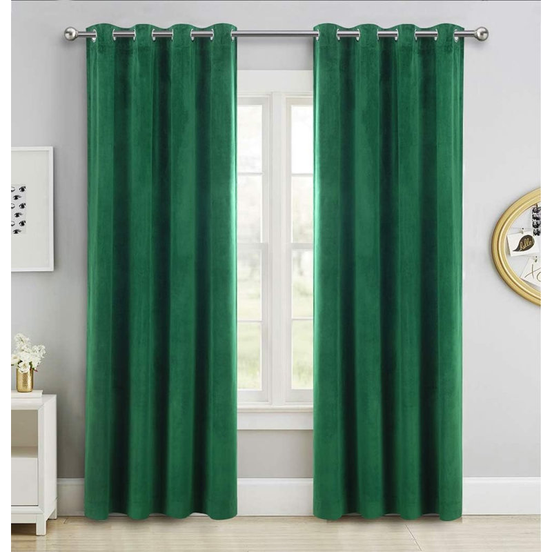Velvet Blackout Curtain Pair, 52" W x 120" L, Green
