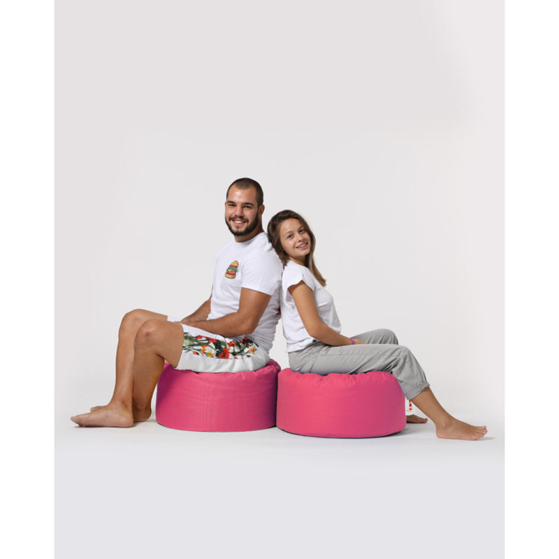Pouf de jardin moderne avec fermeture à glissière cachée, couleur rose unie, 21,7 po de diamètre x 11,8 po de hauteur | Housse 100% polyester imperméable | Rembourrage 100% original en styromousse, capacité de poids maximale de 440 lb | Siège élégant et fonctionnel