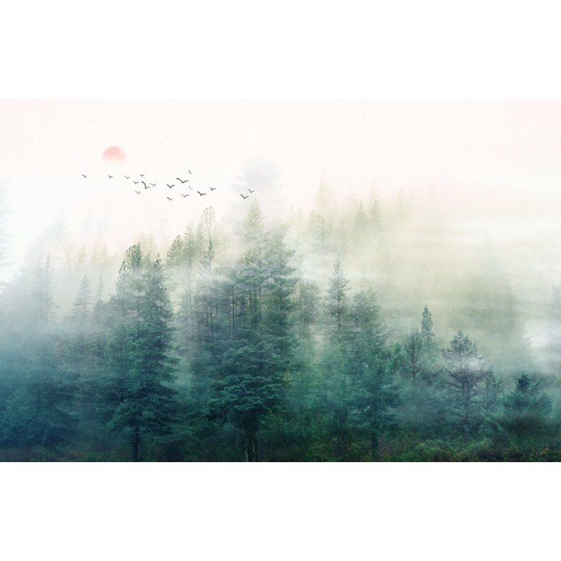 Murale rustique à peindre Forest Misty Jungle Sunrise, L 4,08 pi x l 6,25 pi