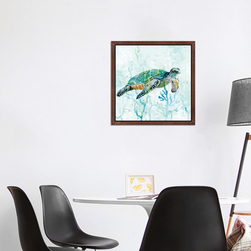 Sea Turtle Swim I by Carol Robinson - No Frame Print on Canvas, 93.98 cm H x 93.98 cm W, Brown Framed