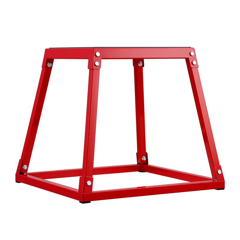 Boîte de saut pliable en acier 18 pouces - Plateforme de marche rouge robuste avec surface antidérapante pour le conditionnement physique à domicile et l'entraînement en force