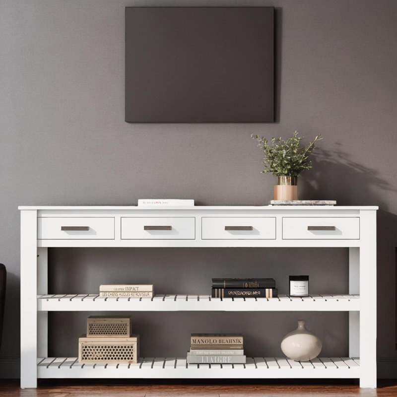 Console en bois massif 63 ", Blanc