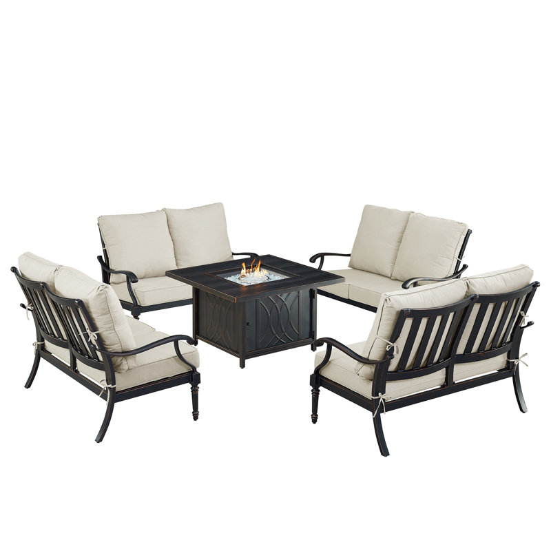 Paili 8 - Person Patio Conversation Set with Cushions, Light Grey