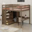 Lit mezzanine avec garde-robe intégré, bureau, tablettes de rangement et tiroirs-115451749