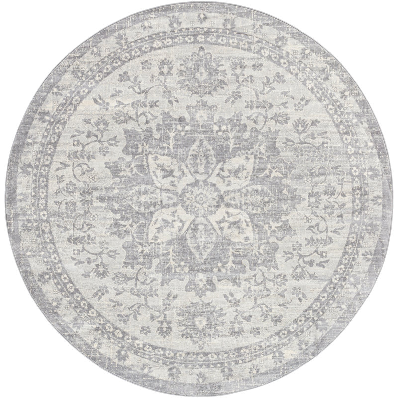 Machine Woven Oriental Area Rug, Round 5'3"