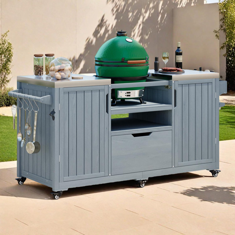 Îlot de cuisine d'extérieur pour gros œufs verts, Bleu gris