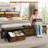 Farmhouse Bed Frame With 3 Storage Drawers Bench, Led Lights And Charging Station-154031510-154031508