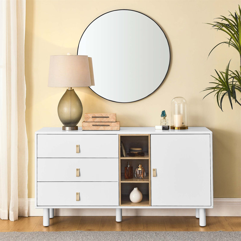 Commode combinée 3 tiroirs Heffernan, Blanc