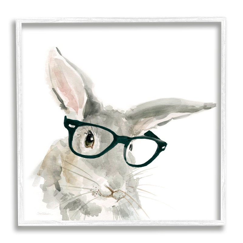 Adorable lapin, cadre noir, lunettes, Hipster Bunny, art mural sur toile tendue par Carol Robinson
