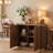 50" Mid-Century Modern Fluted Sideboard, Solid Wood Buffet Cabinet with Brushed Gold Stainless Steel Accents-398790215