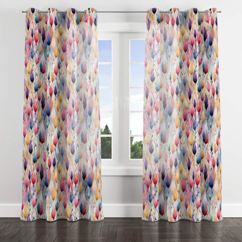 Ikat coloré fantaisiste - rideau à œillets en velours rétro - obscurcissant - 1 panneau, L 52 po x L 90 po, Œillets dorés