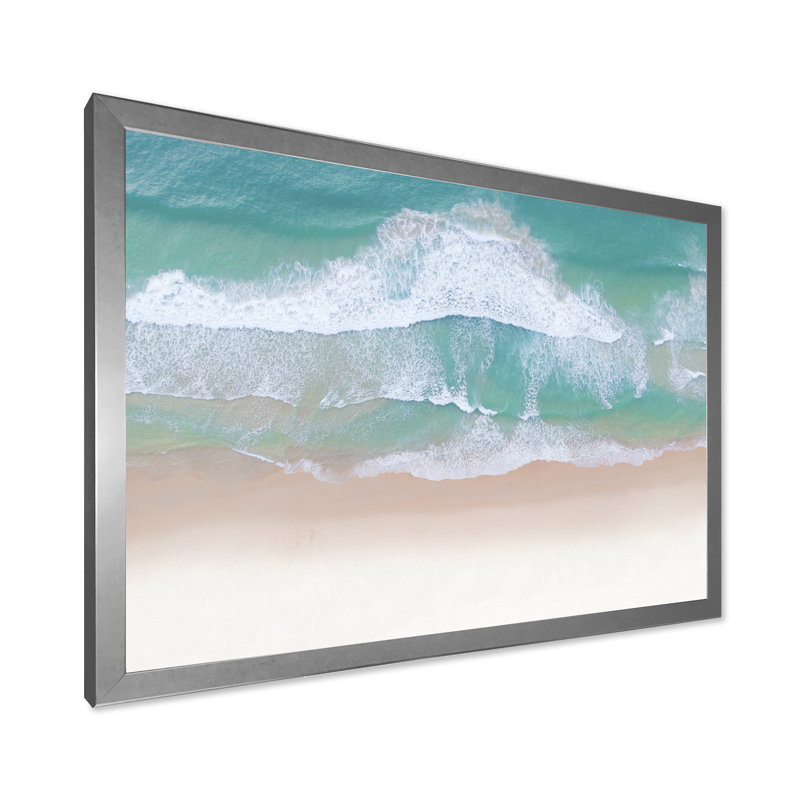 Reproduction d'art nautique et côtier sur toile Ocean Beach, H 30 po x l 40 po x P 1,5 po, Cadre photo argenté