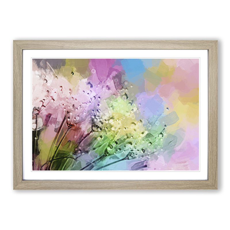 Rainbow upon a Dandelion in Abstract - Picture Frame Painting Print, Oak Framed, 48cm H x 65cm W x 2cm D