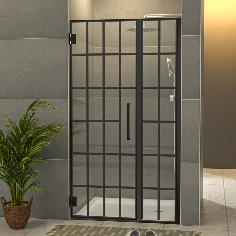 Porte de douche sans cadre avec verre à motif l 40 po x H 72 po, 72" H x 40" W