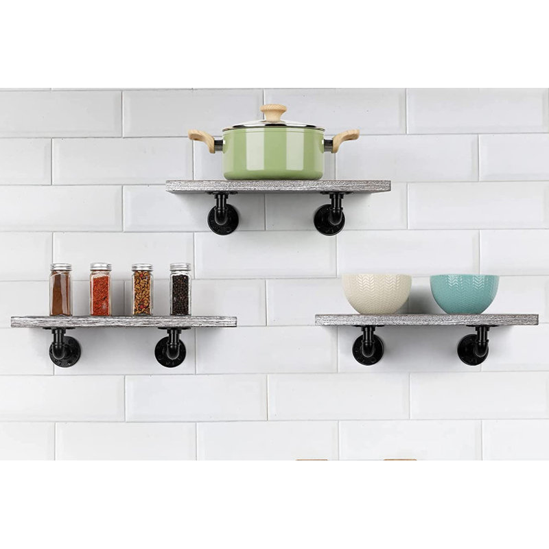 Adamczak 3 Piece Solid Wood Floating Shelf, Carbonized