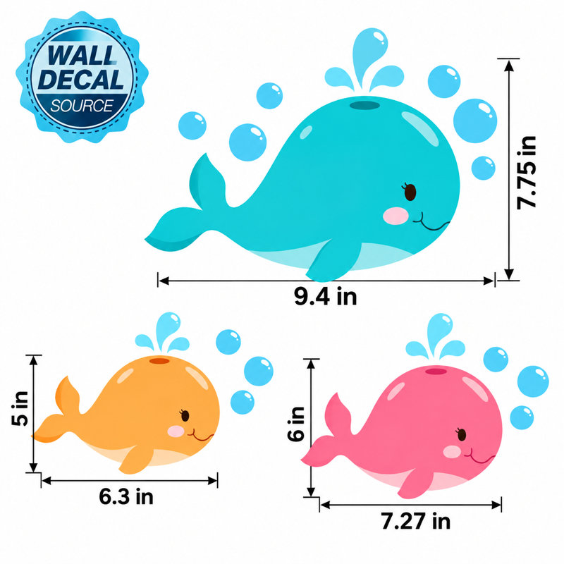 Décalcomanie murale baleine, mer et océan, Schéma C