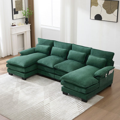 Canapé modulaire en U Cloud-Like Comfort avec coussins à haute résilience et poches latérales pour une vie moderne