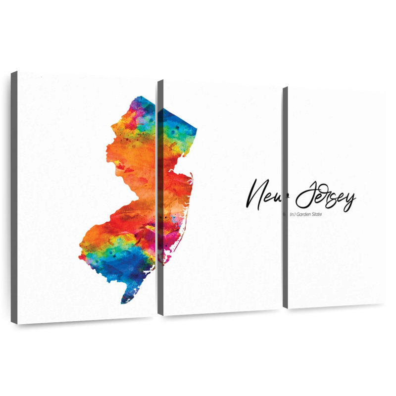 Aliaz Garden State New Jersey Map, 20" H x 33" W