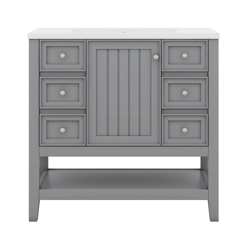 Meuble-lavabo de 36 po avec lavabo, une armoire et trois tiroirs, armoire de rangement avec portes
