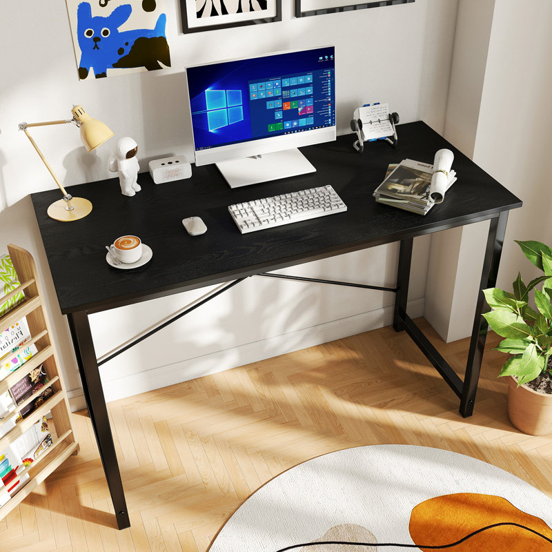 40 Inch Metal Base Writing Desk, White, 29.69" H x 40" W x 19.69" D