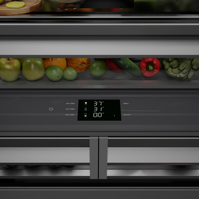 ZLINE Autograph Edition 36 in. 19.6 cu. ft. French Door Built-In Bottom Freezer Refrigerator with Water Dispenser and Ice Maker in Stainless Steel with Graphite Gray Interior and Accents