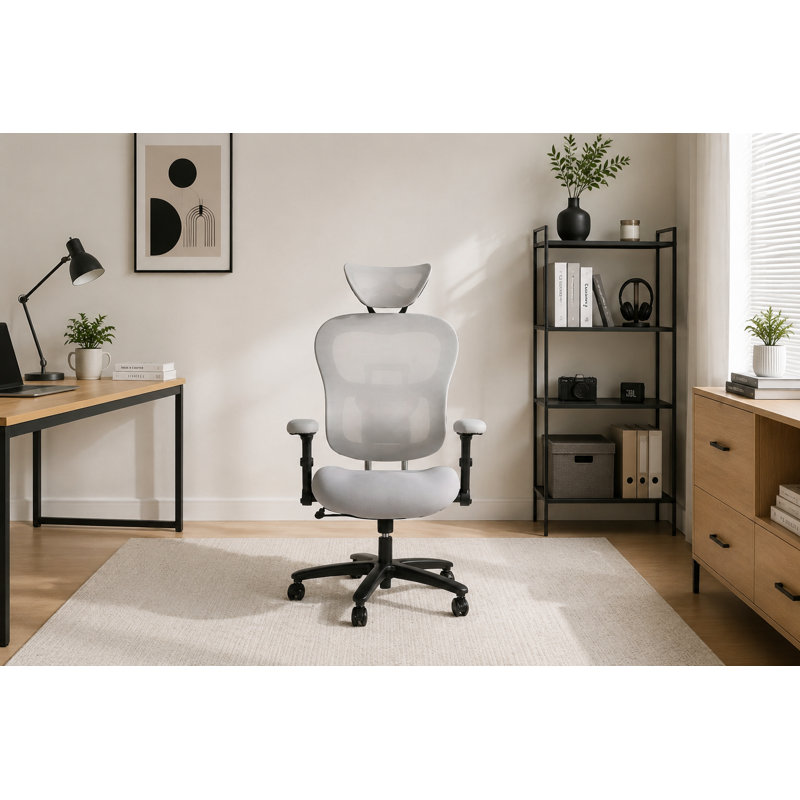 Extra-Large High-Back Mesh Office Chair: 500-lb Weight Capacity, Adaptive Lumbar Support, Adjustable Headrest and Backrest, with Flip-Up Armrests.
