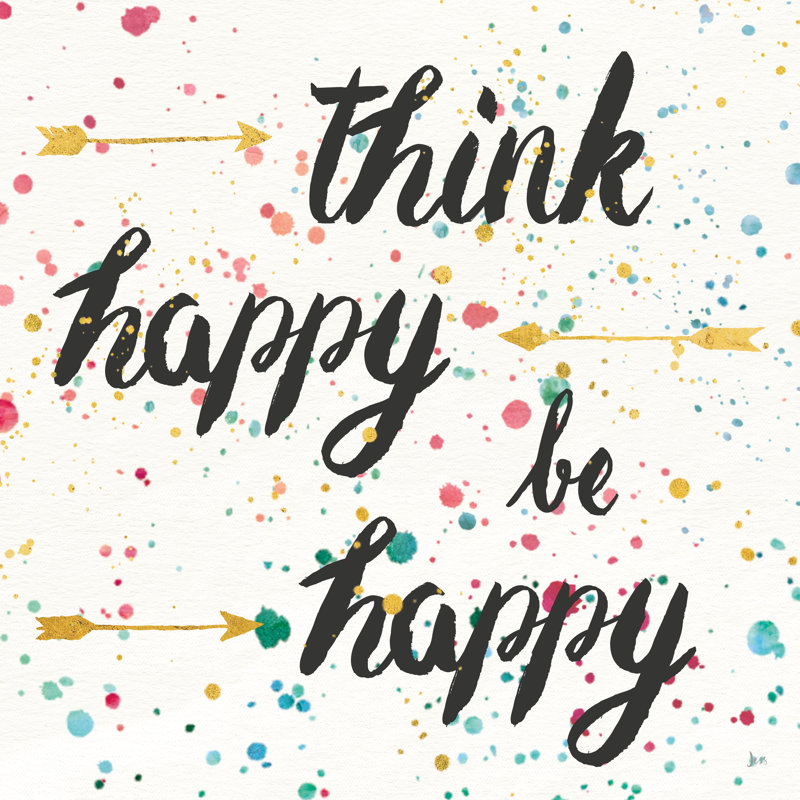 Think Happy II by Jess Aiken - Wrapped Canvas Art Prints, 30cm H x 30cm W x 3.8cm D