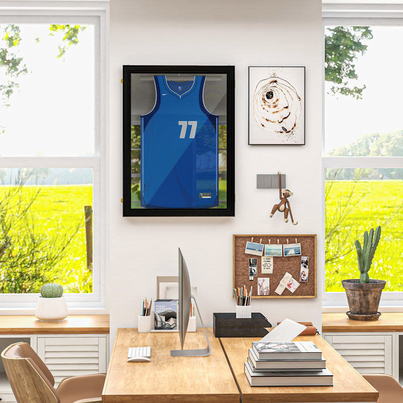 Brown Lockable Wall Mounted Acrylic Jersey Display Case