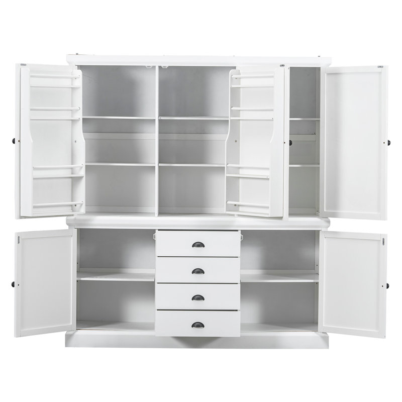 Freestanding Wooden Kitchen Pantry With Drawers, Cupboard, And Adjustable Shelves For Efficient Storage And Organization