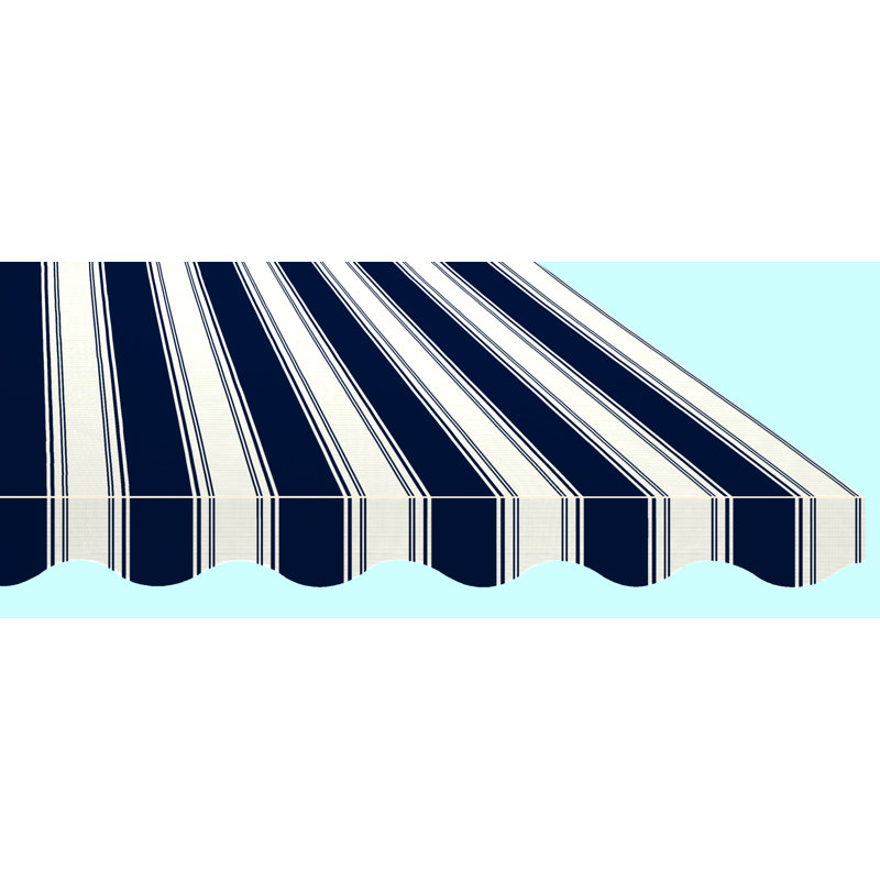 SunSetter Motorized Woven Acrylic Retractable Soffit Patio Awning, 8" H x 120" W x 108" D, Left, Navy