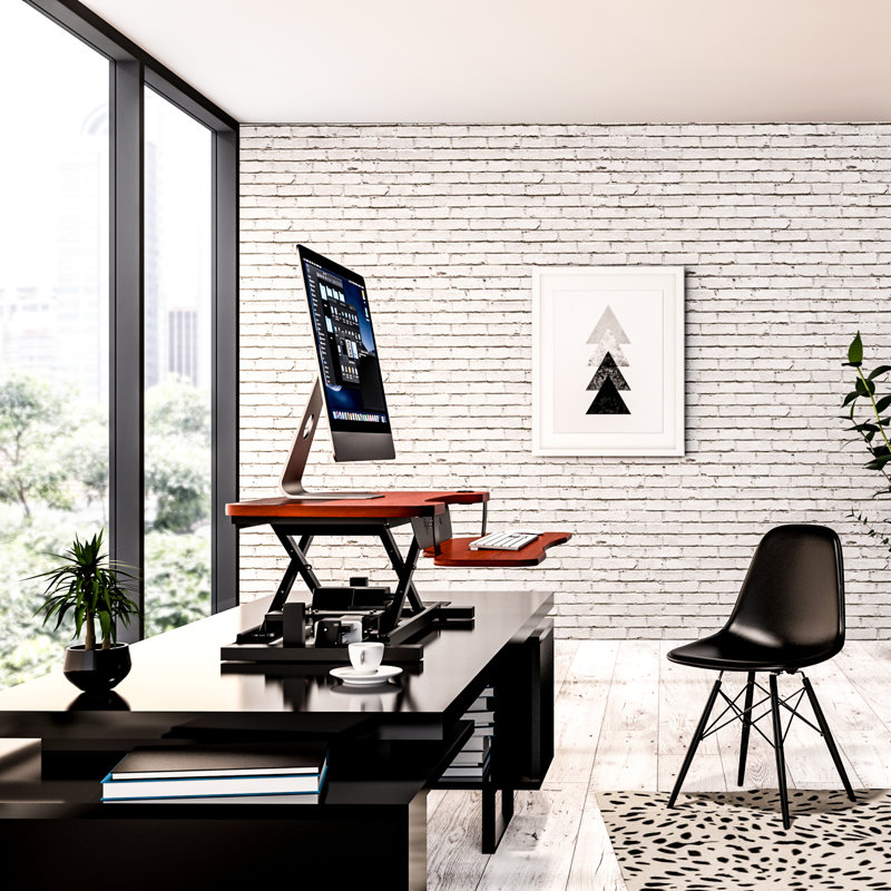 Convertisseur de bureau électrique autoportant 48 po VersaDesk PowerPro, Cerise / noir, H 20 po x l 48 po x P 24 po
