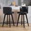  Tabouret de comptoir pivotant rembourré en bois massif (ensemble de 2)-1775782964