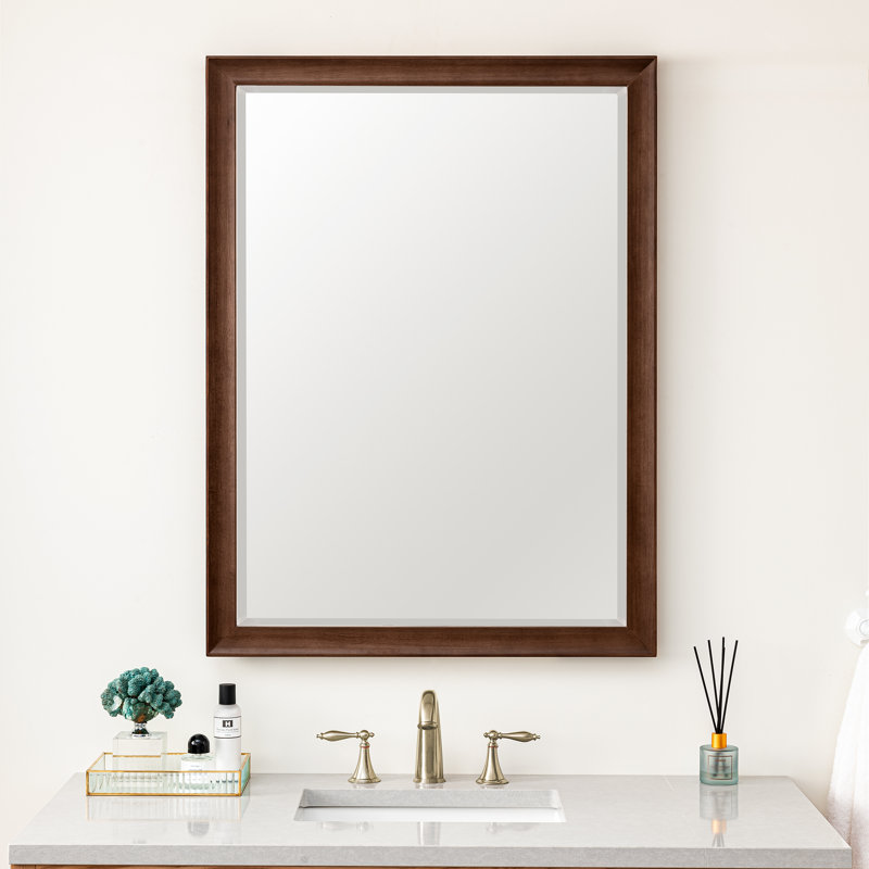 Glenbrooke Solid Wood Wall Mirror, Mid-Century Walnut, 40" x 30"