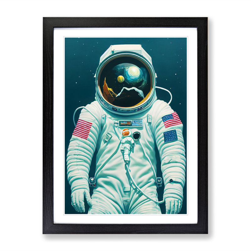 Outstanding Astronaut - Framed Print, Black, 46cm H x 34cm W x 2cm D
