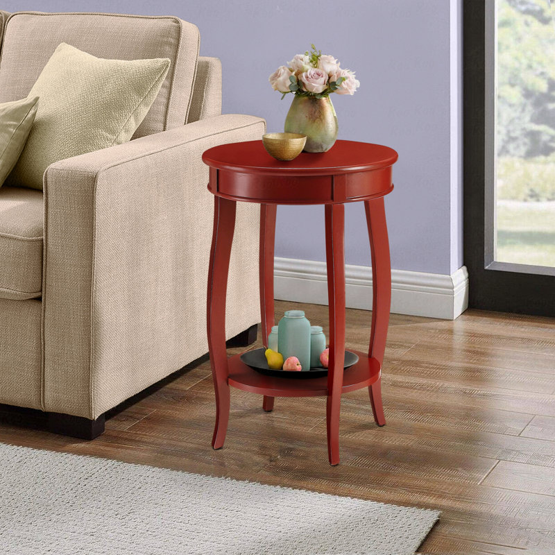 Table d'appoint ronde avec tablette inférieure, Rouge